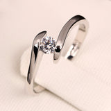 Cubic Zirconia Engagement Rings White Gold Plated Fashion Brand Ring Wedding Jewelry For Men and Women 