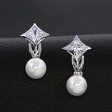Cubic Zirconia Women Clip Earrings Gold Pearl Jewelry Clip Earrings without Piercing No Hole Ear Clips for Girls