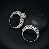 AAA Grade Round AAA+ CZ Diamond Fine Carving Craft Wedding Filigree Ring Set Christmas Gift
