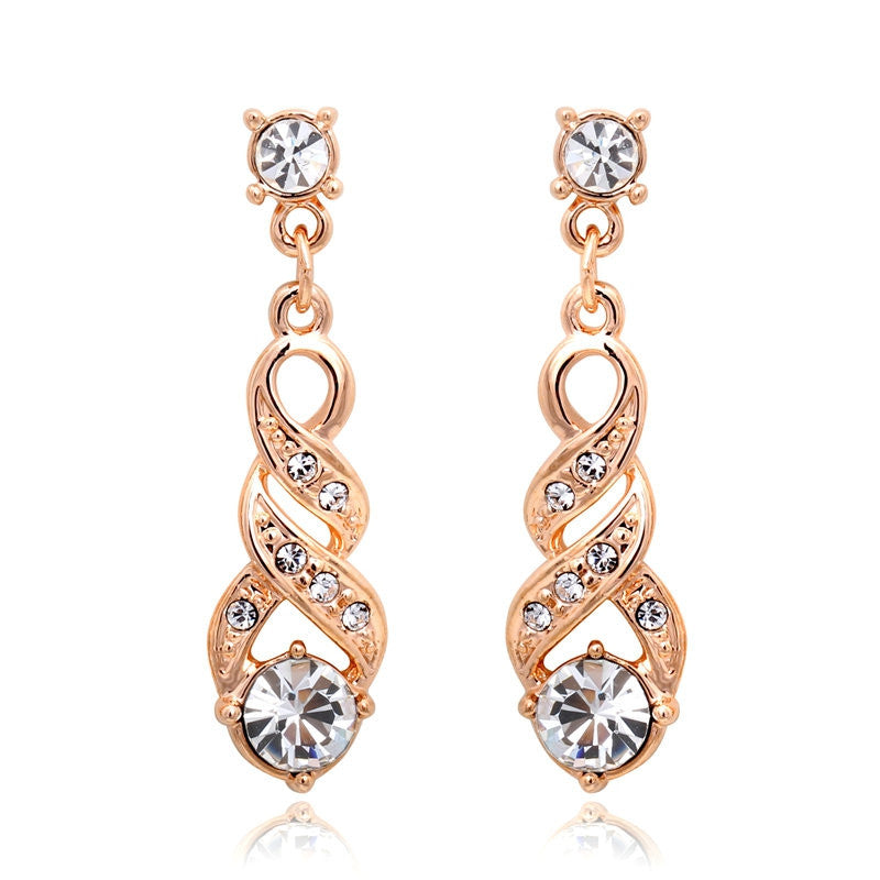ANGELS EMBRACE Water Stud Earrings Rose Gold & White Gold Plated Jewelry