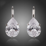 Brand Design Pear Cut Clear Cubic Zirconia Water Drop Earrings 