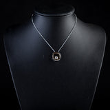 Classic Platinum Plated White Stellux Austrian Crystal Pendant Necklace 