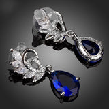 Elegant Clear and Dark Blue Color Top AAA+ Cubic Zirconia Water Drop Earrings