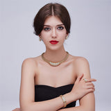 African Jewelry Sets Fine Wedding Gold Plated Crystal Necklace Set Party Women Fashion Bridal Ring Bracelet Earrings Accessories