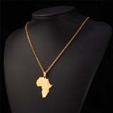 African Necklace Yellow Gold/Platinum Plated Africa Map Pendant & Chain Men/Women Ethnic Jewelry Gift