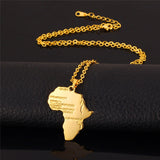 African Necklace Yellow Gold/Platinum Plated Africa Map Pendant & Chain Men/Women Ethnic Jewelry Gift