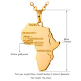 African Necklace Yellow Gold/Platinum Plated Africa Map Pendant & Chain Men/Women Ethnic Jewelry Gift