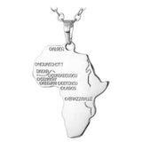 African Necklace Yellow Gold/Platinum Plated Africa Map Pendant & Chain Men/Women Ethnic Jewelry Gift