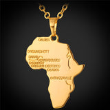 African Necklace Yellow Gold/Platinum Plated Africa Map Pendant & Chain Men/Women Ethnic Jewelry Gift
