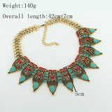 Ancient silver fashion vintage nature turquoise collar bohemian trendy simple punk style necklace for women fine jewelry