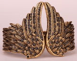 Angel wings feather bracelet women biker jewelry antique gold & silver plated W/ crystal