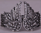 Angel wings feather bracelet women biker jewelry antique gold & silver plated W/ crystal