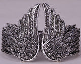 Angel wings feather bracelet women biker jewelry antique gold & silver plated W/ crystal