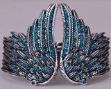 Angel wings feather bracelet women biker jewelry antique gold & silver plated W/ crystal