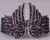 Angel wings feather bracelet women biker jewelry antique gold & silver plated W/ crystal