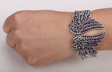 Angel wings feather bracelet women biker jewelry antique gold & silver plated W/ crystal