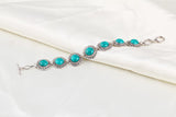 Anniversary Gift Fashion jewelry sets Vintage Silver Plated Chain Necklace Bracelets Turquoise drop earrings jewelry