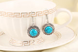 Anniversary Gift Fashion jewelry sets Vintage Silver Plated Chain Necklace Bracelets Turquoise drop earrings jewelry