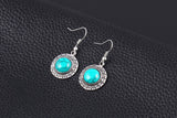 Anniversary Gift Fashion jewelry sets Vintage Silver Plated Chain Necklace Bracelets Turquoise drop earrings jewelry