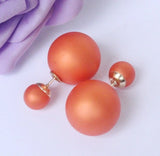 Hot Selling fashion women Genuine Brand Double Side matte Pearl Stud Earrings