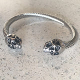 Antique Silver Punk Skull Stainless Steel Bracelet Mens &Women Gothic Jewelry Open Bangle Fashion Jewelry Gifts