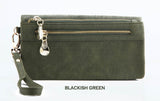 Fashion Women Wallets Dull Polish Leather Wallet Double Zipper Day Clutch Purse Wristlet Portefeuille Handbags