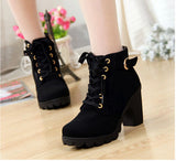 Autumn and winter velvet short boot thick heels wild black matte female shoes Miss Han Ban ol Martin boots
