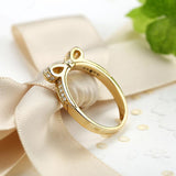 Authentic 100% 925 Sterling Silver Bow Knot Stackable Ring Micro Pave CZ Rose Plated Women Wedding Jewelry