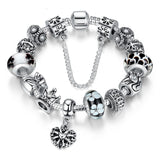 Queen Jewelry Silver Charms Bracelet & Bangles With Queen Crown Beads Bracelet for Women