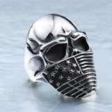 American Flag Stainless Steel Skull Ring for Man Personality Biker Jewelry