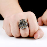 Cool Men's Gothic Carving Skull Ring For Man Stainless Steel High Quality Detail Biker Skull Jewelry For Boy 