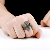 Cool Men's Gothic Carving Skull Ring For Man Stainless Steel High Quality Detail Biker Skull Jewelry For Boy
