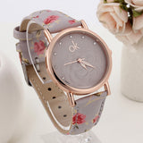 New Fashion Multicolor flower leather Band Quartz wristwatch Women Dress Watch Ladies Rhinestone watch Luminous hands