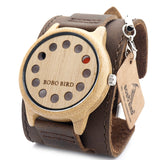 New Design 12 Wholes Leather Band Casual Unique Wooden Quartz Watch