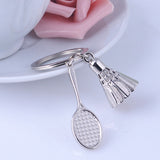 Badminton key chain shuttlecock & badminton racket keychain key ring