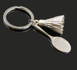 Badminton key chain shuttlecock & badminton racket keychain key ring