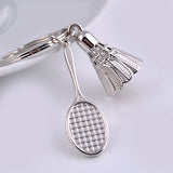 Badminton key chain shuttlecock & badminton racket keychain key ring