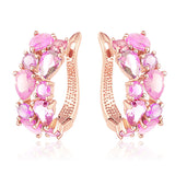 Multicolor Earrings Rose Gold Plated Micro Inlay AAA Cubic Zirconia Stud Earring For Women Red Pink White 