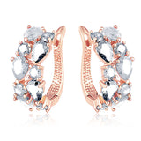 Multicolor Earrings Rose Gold Plated Micro Inlay AAA Cubic Zirconia Stud Earring For Women Red Pink White 