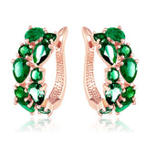Multicolor Earrings Rose Gold Plated Micro Inlay AAA Cubic Zirconia Stud Earring For Women Red Pink White