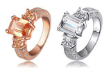 Beautiful Ring Rectangle Zircon Cutting Ring 18K Rose Gold/Platinum Plated Women Rings Fashion Jewelry