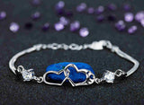 Beautiful Gift For Lady 2016 Romantic Silver Plated Austrian Crystal Bracelets Bangles for Women Heart Bracelets & Bangles