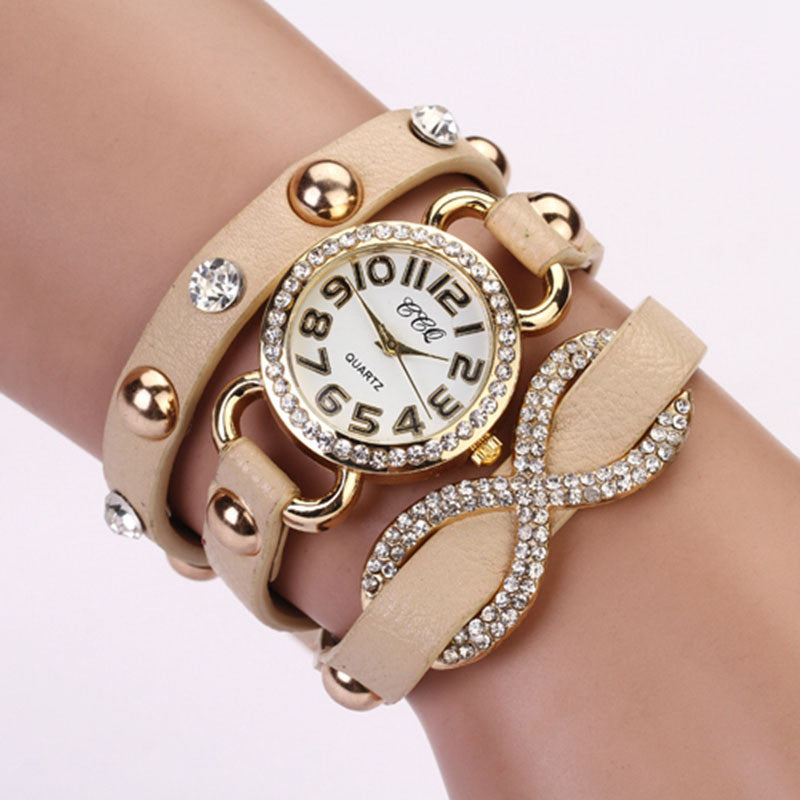 New Arrial PU Leather Strap Women Watches Fashion Cross Love Bowknot Pattern women Dress Watch drill wristwatch