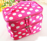 Lady Double Cosmetic Bag Retro Dot Beauty Case Makeup Bag Set Kit Toiletry Bag