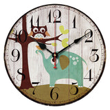 Best Deal New European Style Vintage Creative Forest Owl Round Wood Wall Clock Quartz Bracket Clock 1PC