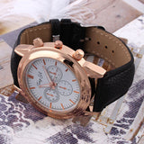 Casual Watches Unisex gold Case Dress watch elegant white dial quartz Watches PU belt analog wristwatches