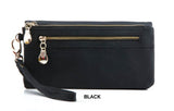 Fashion Women Wallets Dull Polish Leather Wallet Double Zipper Day Clutch Purse Wristlet Portefeuille Handbags