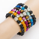 Black Lava Stone Buddha Beads Bracelets Rope Chain Natural Stone Bracelets For Women/ Men Jewelry pulseras pulsera brazalete