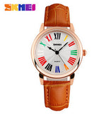 Skmei Famous Brand Watches Women Fashion Retro Luxury Clock Female Casual Ladies Leather Strap Quartz Watch Women Wristwatches