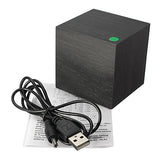 Black Wood Square Green LED Alarm Digital Desk Clock Wooden Thermometer